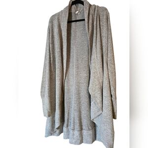 3X Ideology Heather Gray Women's Cozy Soft Cardigan With Thumbholes